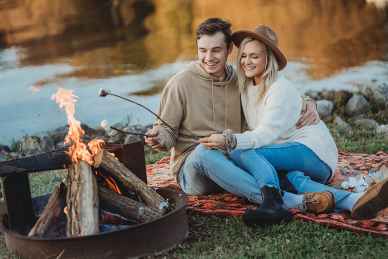 Engagement session, Harrison Bay State Park, storytelling images, smores, fall